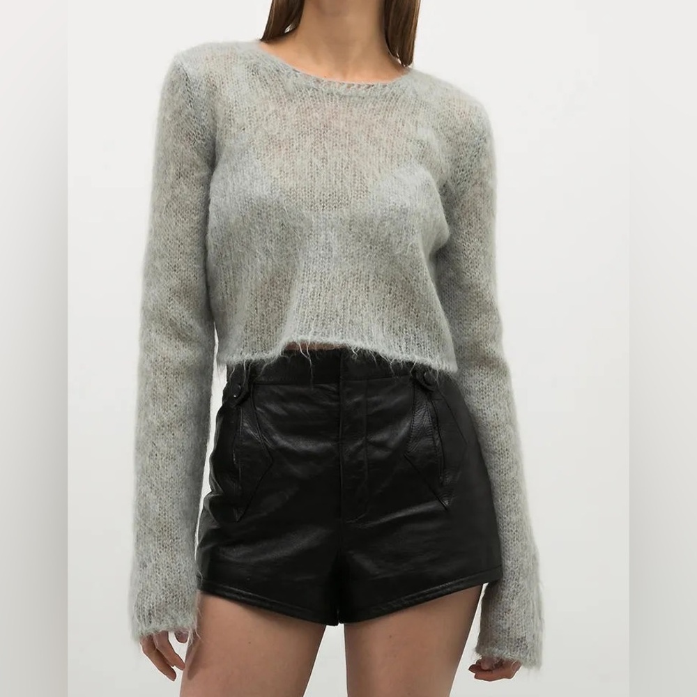 Saint Laurent | Cropped Mohair Scoop Neck Sweater